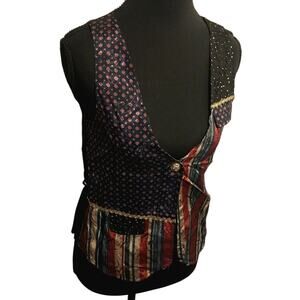 Vintage Definitely California Patchwork Vest Womens Size Large With A Tie Back
